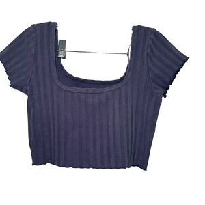 Aerie Blue Crop Top Women's Medium Athleisure Lounge Casual Summer Workout Comfy